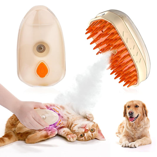 Cat Steam Brush for Shedding – 4 in 1 Steamy Grooming Tool