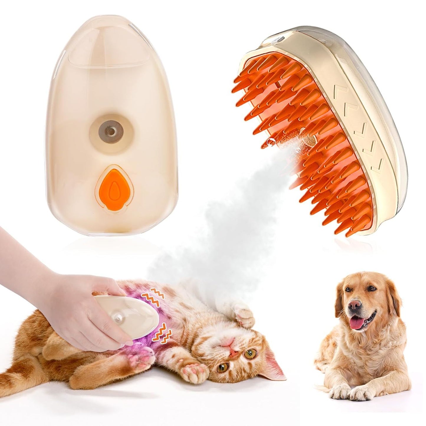 Cat Steam Brush for Shedding – 4 in 1 Steamy Grooming Tool