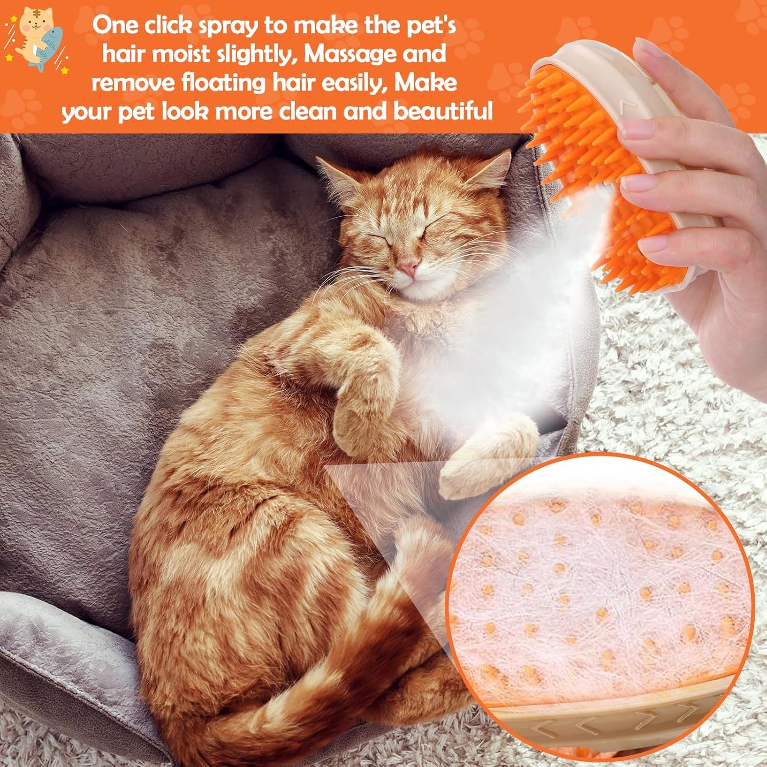 Cat Steam Brush for Shedding – 4 in 1 Steamy Grooming Tool