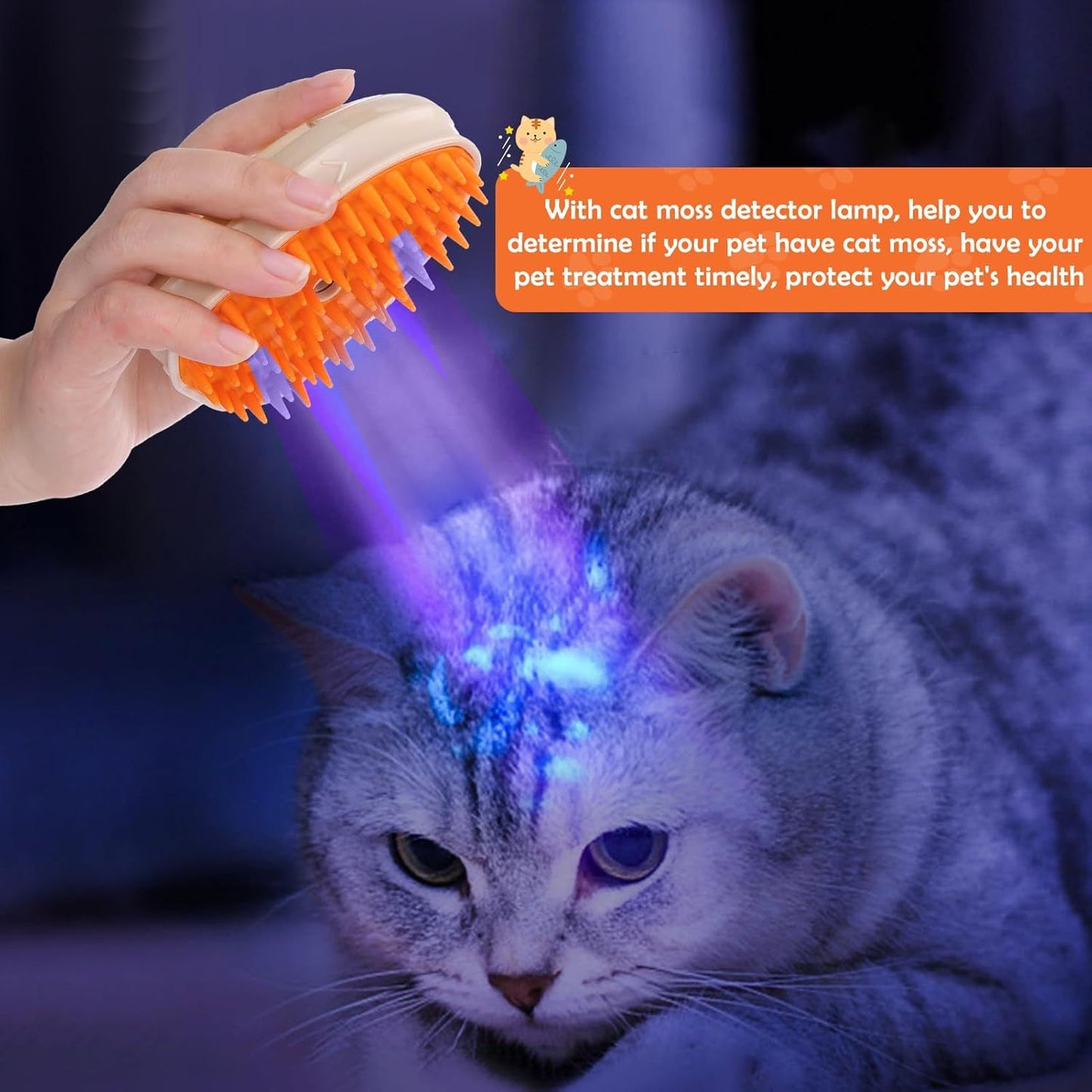 Cat Steam Brush for Shedding – 4 in 1 Steamy Grooming Tool