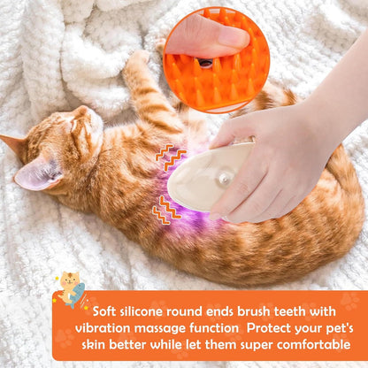 Cat Steam Brush for Shedding – 4 in 1 Steamy Grooming Tool